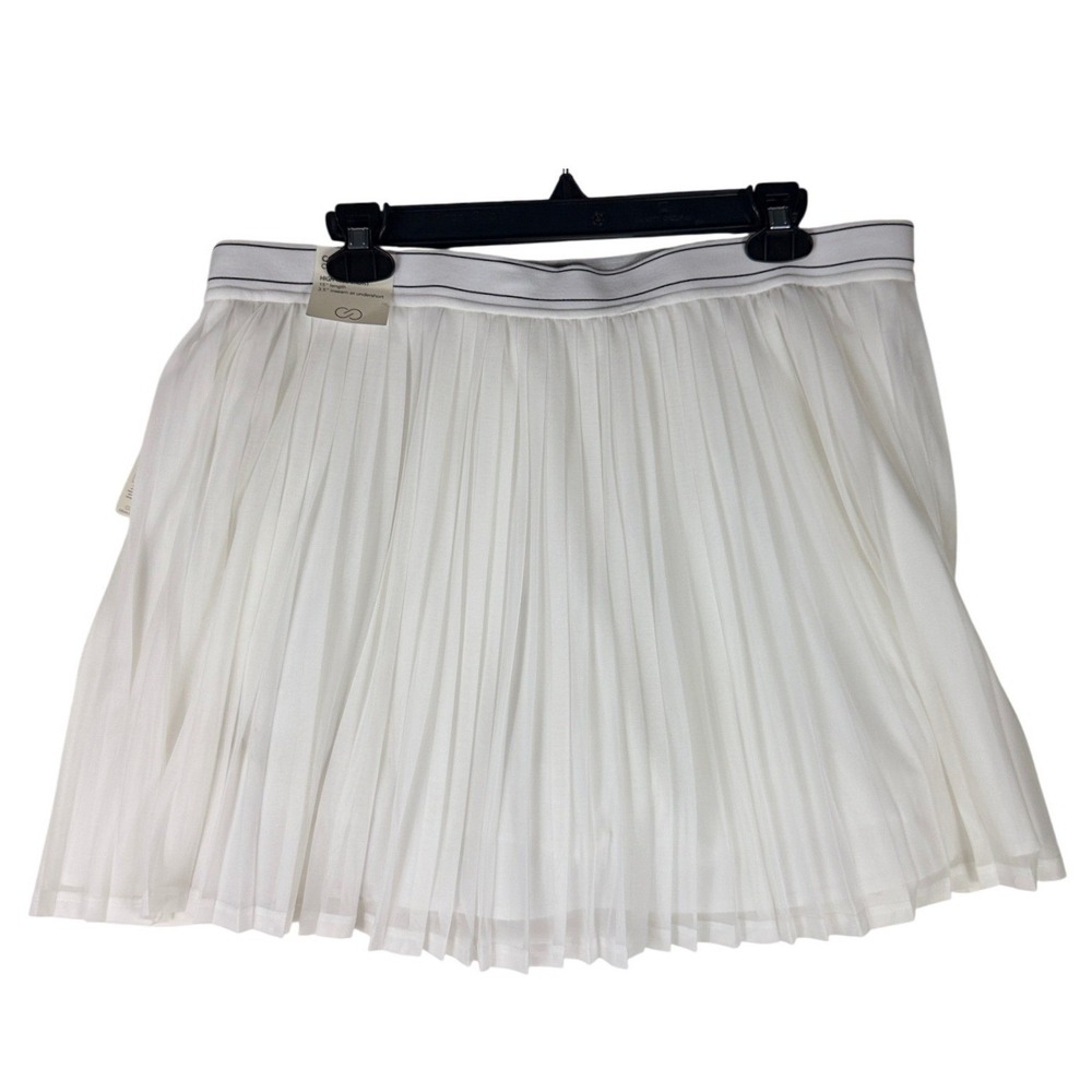 CALIA Womens XL Pleated Mesh Skort Pure White Tennis Court Skirt WAX15225W NWT - Picture 2 of 9